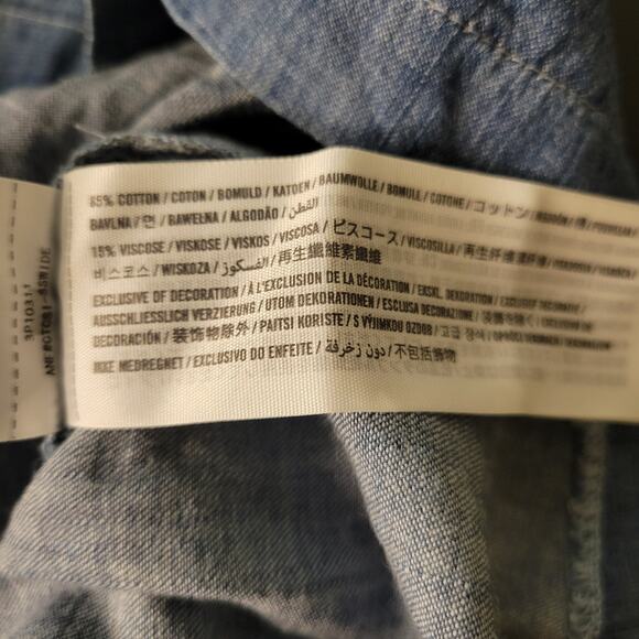 Hollister  Small Blue Button Up Off The Shoulder Dress - Picture 5 of 5